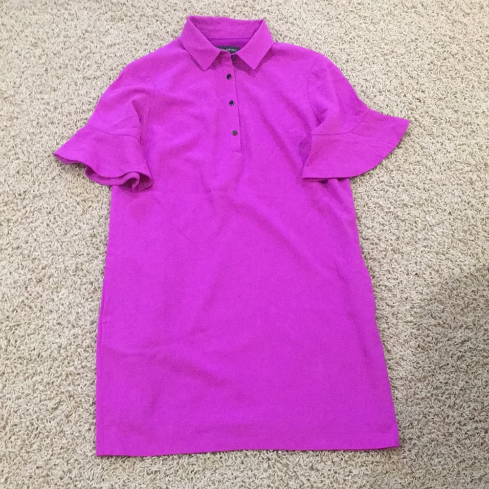 Banana Republic Fuchsia Polo Dress with Ruffle Short Sleeves